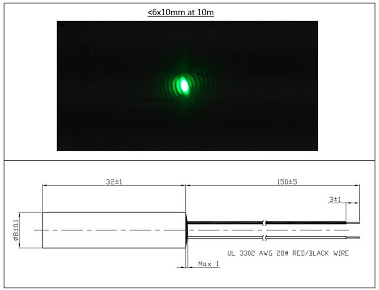 Industrial Laser Operator - وحدة ليزر نقطي أخضر D8x32mm بدرجة