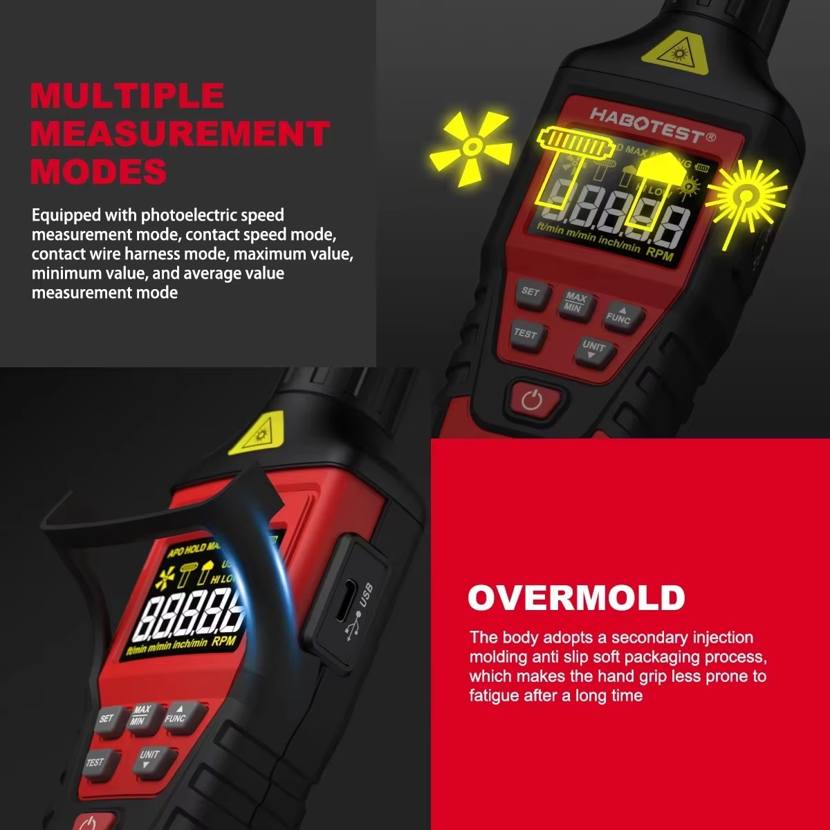 جهاز قياس السرعة الرقمي HABOTE - مراجعة Industrial Laser Tachometer وسعره