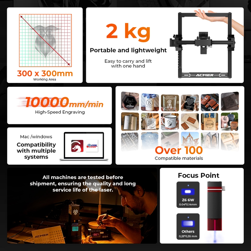 ELIDOR Z6 6 واط آلة النقش والق - مراجعة Industrial Handheld Laser Engraver وسعره