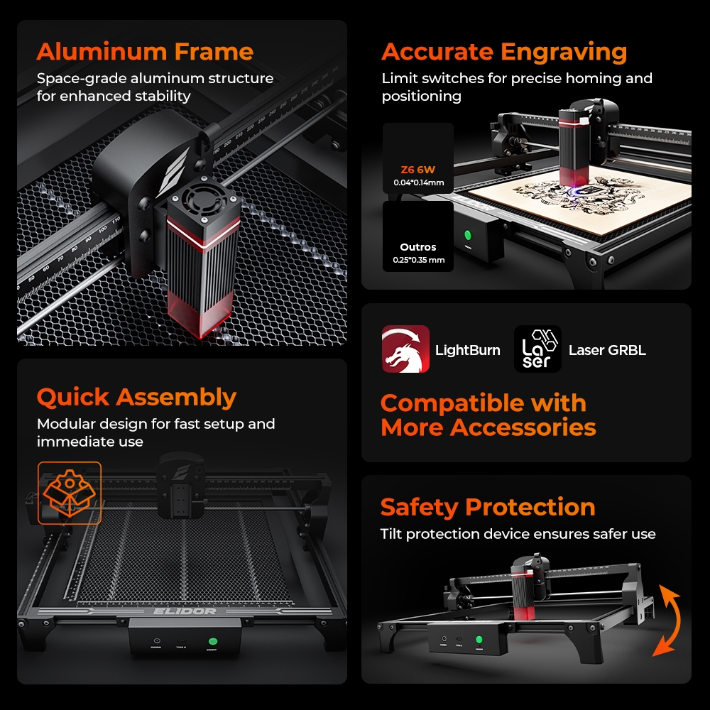 ELIDOR Z6 6 واط آلة النقش والق - مراجعة Industrial Handheld Laser Engraver وسعره
